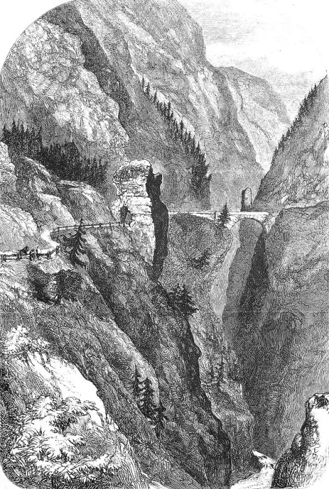 Framed Print : The Valley of the Via Mala around 1880 in Switzerland Framed Print : The Valley of the Via Mala around 1880 in Switzerland