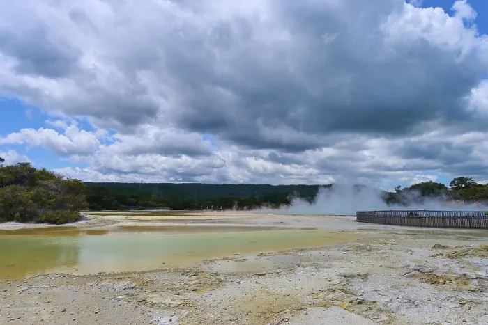 Framed Print : Vapour emissions from a geothermal area under a cloudy sky