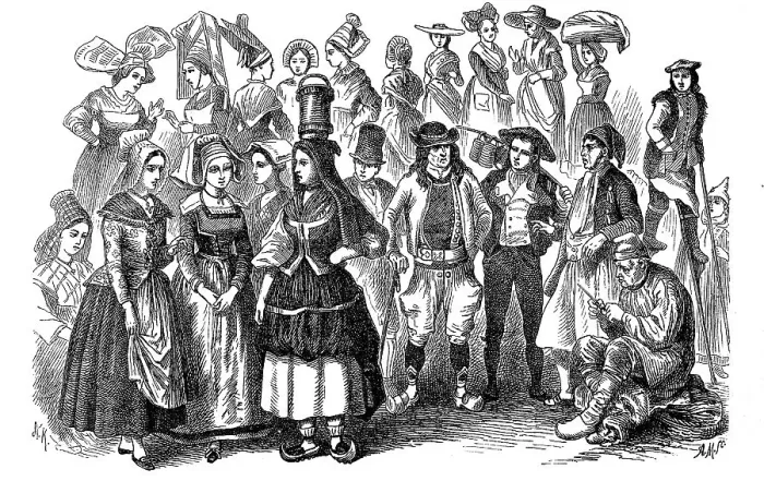 Framed Print : Various costumes of the rural population in France in 1870