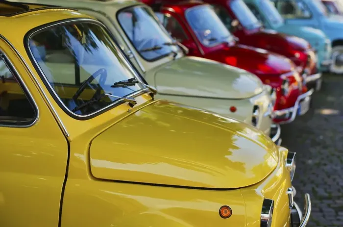 Framed Print : Various parked Fiat Nuova 500 Cinquecento Framed Print : Various parked Fiat Nuova 500 Cinquecento