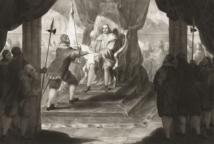 Framed Print : Vasco da Gama's audience with King Manuel I after his return to Portugal Framed Print : Vasco da Gama's audience with King Manuel I after his return to Portugal