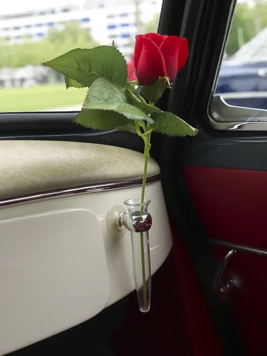 Framed Print : Vase with rose in an old Lloyd car Framed Print : Vase with rose in an old Lloyd car