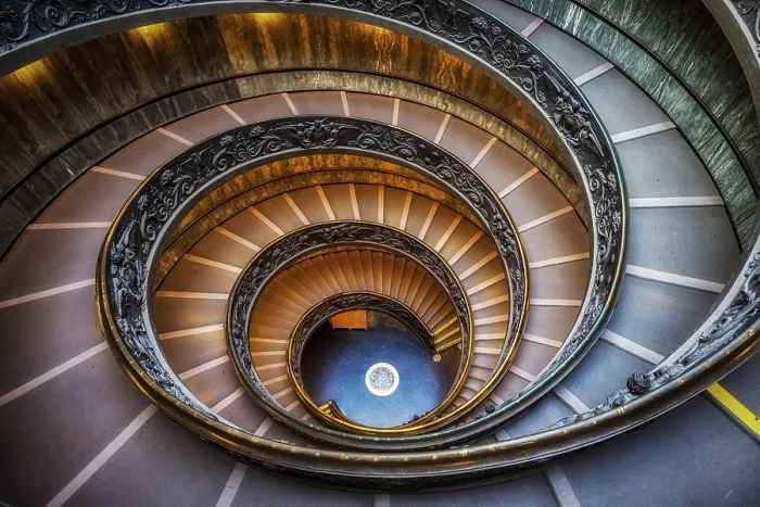 Framed Print : Vatican museum spiral staircase