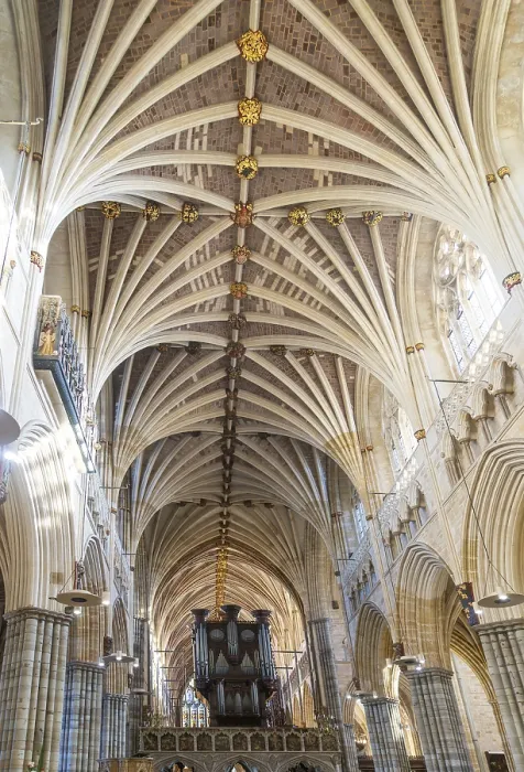 Framed Print : Vaulted ribbed ceiling inside Exeter cathedral church