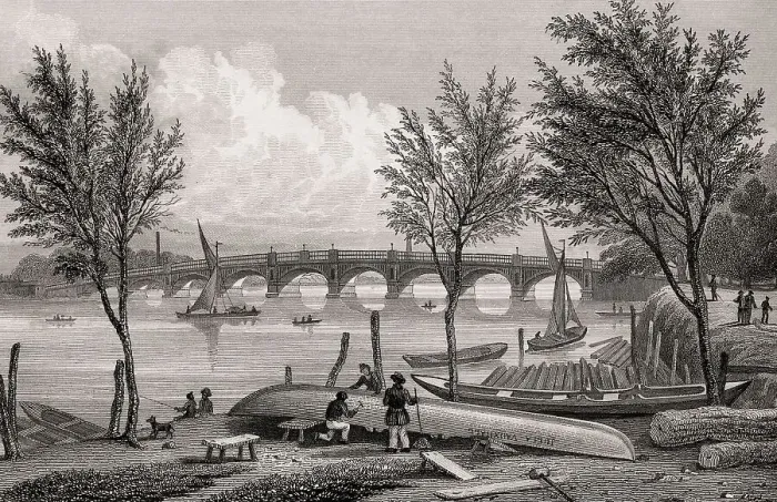 Framed Print : Vauxhall Bridge, London, illustration by Th