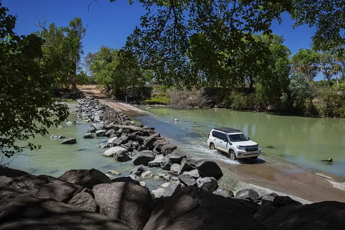 Framed Print : A vehicle crosses the Cahill Crossing ford through the East Alligator River Framed Print : A vehicle crosses the Cahill Crossing ford through the East Alligator River