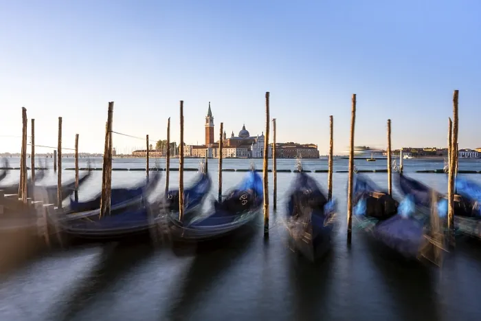 Framed Print : Venetian gondolas, boat dock at St Mark's Square Framed Print : Venetian gondolas, boat dock at St Mark's Square