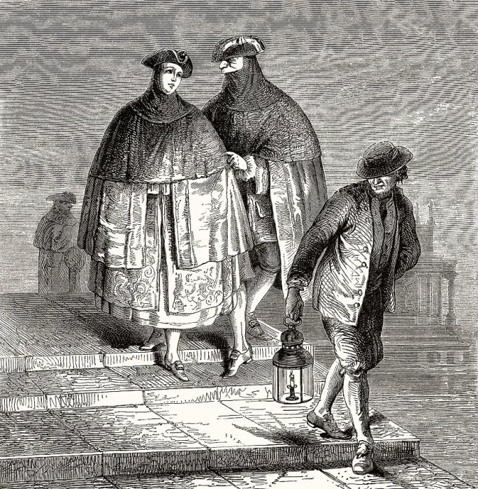 Framed Print : Venezianische Kostueme, 18. Jahrhundert