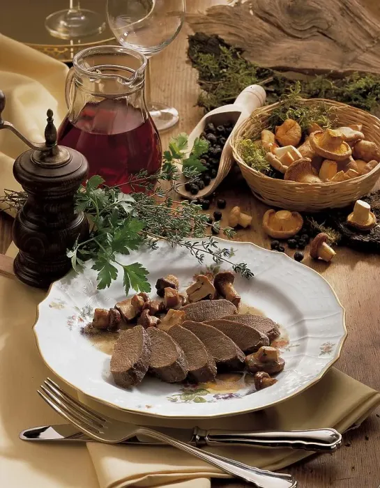 Framed Print : Venison with chanterelles, Austria, Europe