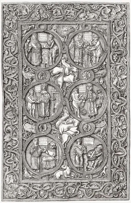 Framed Print : Verzierter Elfenbeineinband eines Stundenbuchs