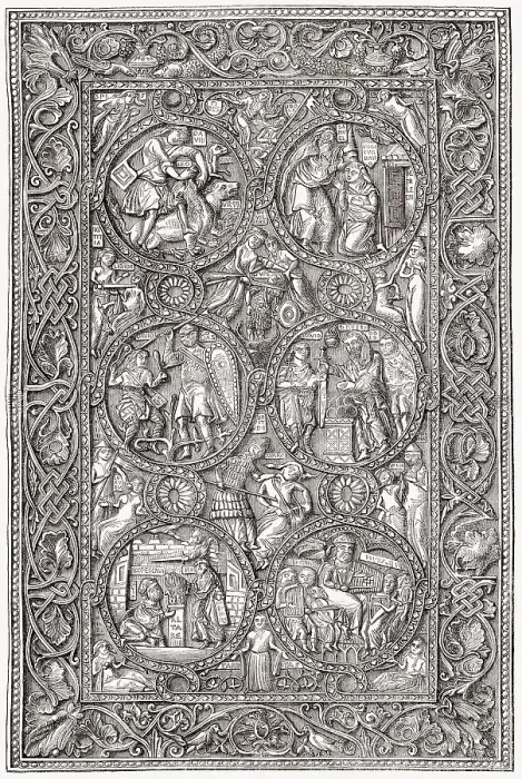 Framed Print : Verzierter Elfenbeineinband eines Stundenbuchs