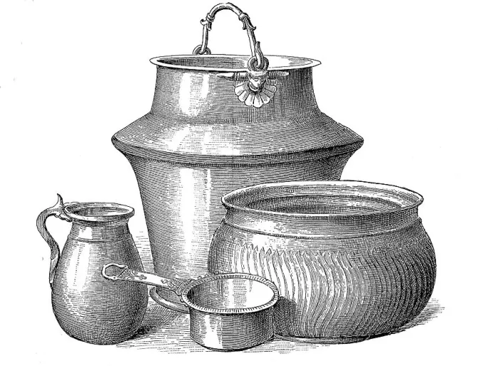 Framed Print : Vessels from Roman times, a bronze jug from the left
