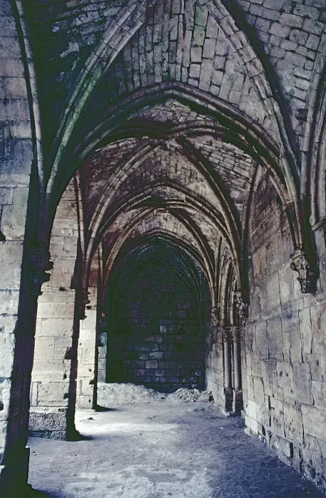 Framed Print : Vestibule of the Great Hall, interior view, cross-ribbed vault, castle, Krak des Chevaliers, Homs, Syria, May 1987, vintage, retro, old, historical, Asia