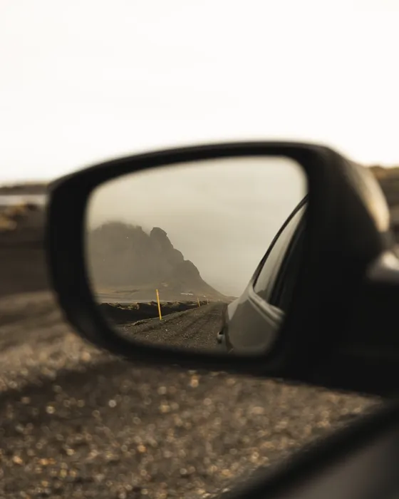 Framed Print : Vestrahorn mountain in the side mirror of Auto Framed Print : Vestrahorn mountain in the side mirror of Auto