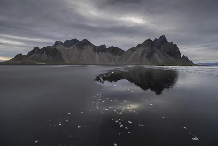 Framed Print : Vestrahorn, mountains with black lava sand