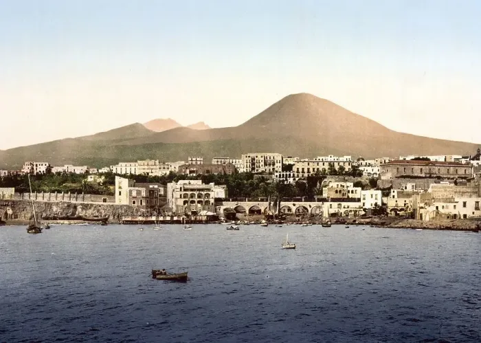 Framed Print : Vesuvius, mit Torre de Creco, Torre del Greco