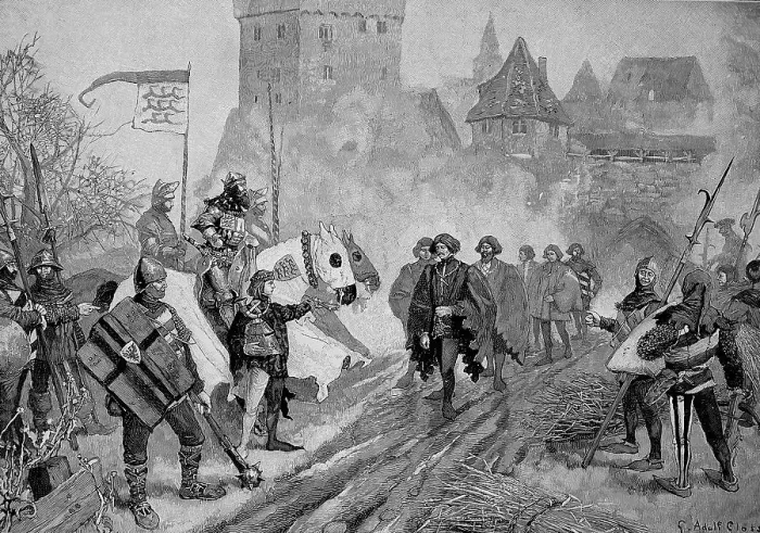 Framed Print : Victory against the Schlegel Society in 1395 at Heimsheim by Eberhard III of Wuerttemberg Framed Print : Victory against the Schlegel Society in 1395 at Heimsheim by Eberhard III of Wuerttemberg