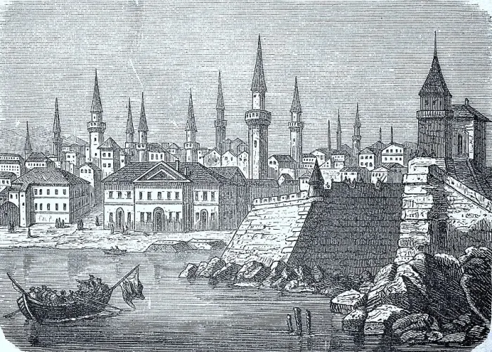 Framed Print : Viddin on the Danube in 1880, fortress and city panorama Framed Print : Viddin on the Danube in 1880, fortress and city panorama