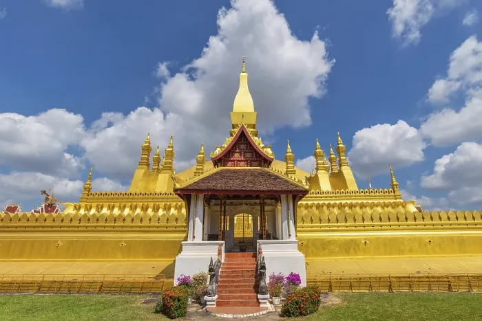 Framed Print : Vientiane Laos, city skyline at Wat Phra That Luang Golden Pagoda