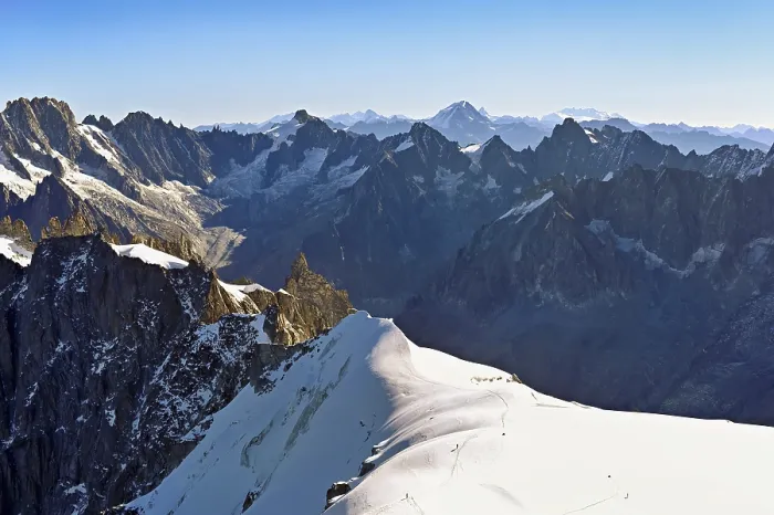 Framed Print : View from the Aiguille du Midi mountain station observation deck of the mountains Les Droites Framed Print : View from the Aiguille du Midi mountain station observation deck of the mountains Les Droites