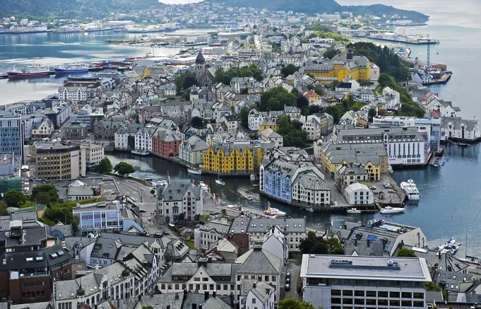 Framed Print : View from the Aksla hill to Alesund