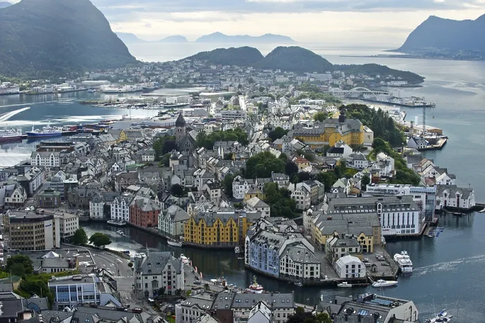 Framed Print : View from the Aksla hill to Alesund