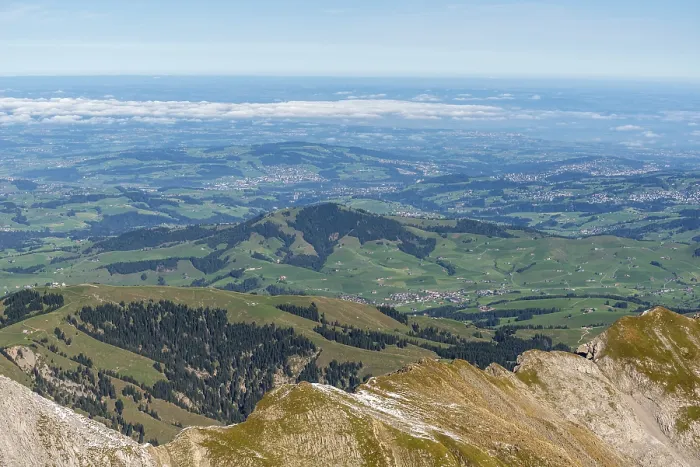 Framed Print : View from the alpine peak Saentis to the Appenzell Alps