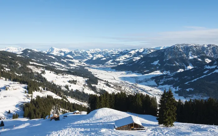 Framed Print : View of Alps and Inn Valley, ski resort