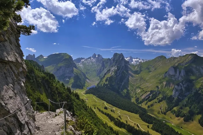 Framed Print : View of Alpstein with mountains Altmann and Saentis Framed Print : View of Alpstein with mountains Altmann and Saentis