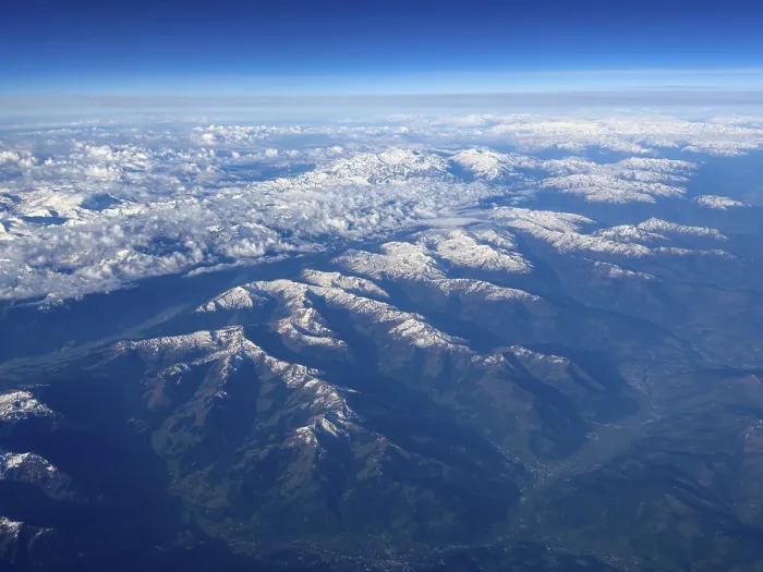 Framed Print : View from an altitude of 11000 metres to GroBvenediger 3510 metres in the centre of the picture