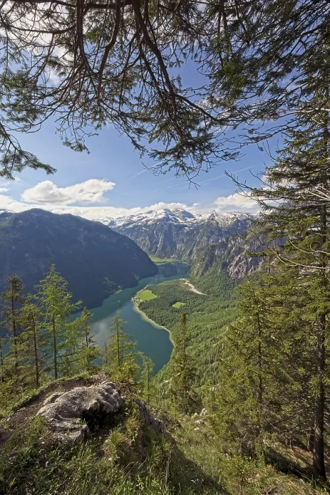 Framed Print : View from the Archenkanzel of the Konigssee with the pilgrimage chapel of St