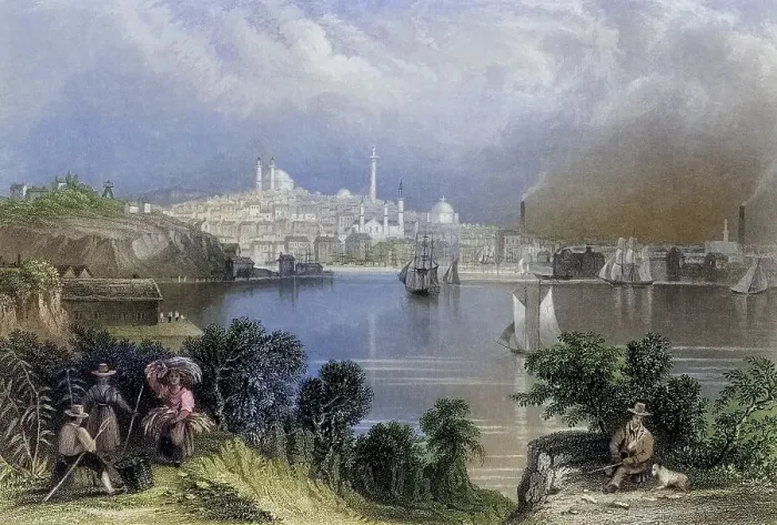 Framed Print : View of Baltimore USA, From a nineteenth century print