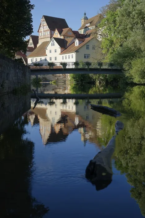 Framed Print : View from the banks of the Kocher to the Epinalsteg