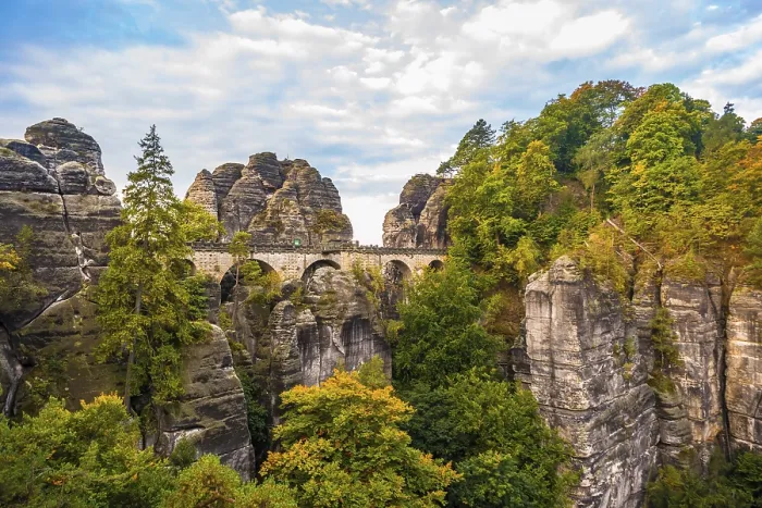 Framed Print : View of Bastei bridge, Bastei, Elbe Sandstone Mountains