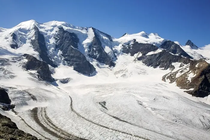 Framed Print : A view of the Bernina Glacier taken from Diavolezza mountain Framed Print : A view of the Bernina Glacier taken from Diavolezza mountain