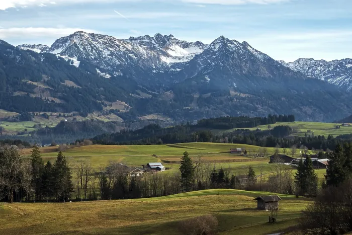 Framed Print : View from Bolsterlang into the Illertal and mountains of the Allgau Alps