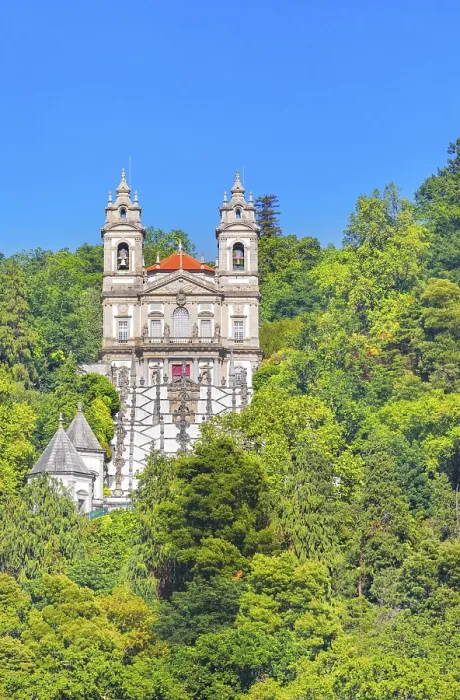 Framed Print : View of Bom Jesus do Monte santuary immersed in the greenery of the surrounding woods