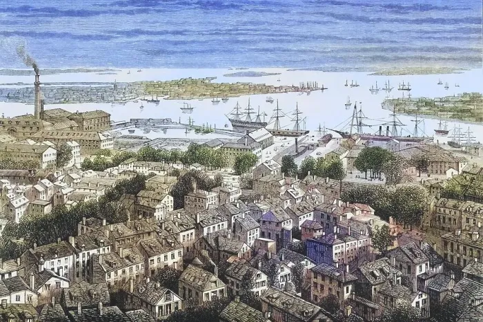 Framed Print : View of Boston Massachusetts from Bunker's Hill in the 1870s