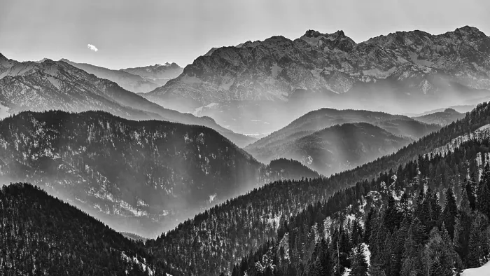 Framed Print : View from Brauneck, mountain tops with fog Framed Print : View from Brauneck, mountain tops with fog