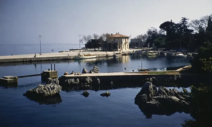 Framed Print : View of buildings and coastline, Opatija, Croatia, Yugoslavia, 1958, Europe