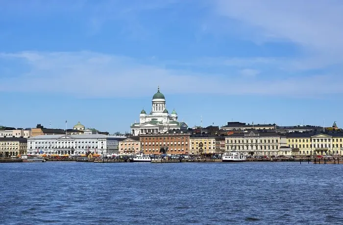 Framed Print : View on capitol of Finnland city of Helsinki with its islands and harbours