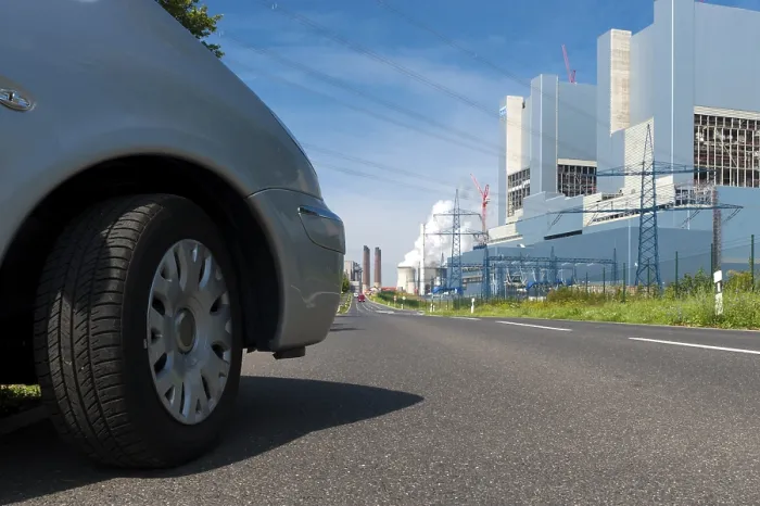 Framed Print : View around a car of the new Neurath lignite-fired power station
