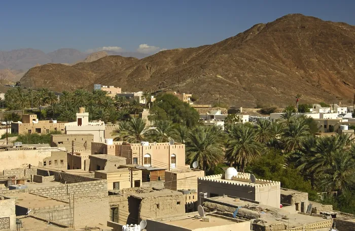 Framed Print : View of the city of Bahla at the foot of the Jebel Akhda Highlands