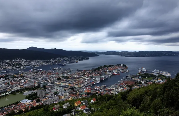 Framed Print : View of the city center of Bergen in Norway