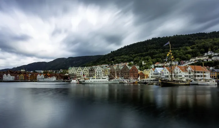 Framed Print : View of the city center of Bergen in Norway Framed Print : View of the city center of Bergen in Norway