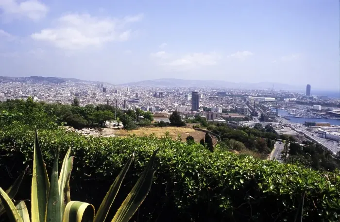 Framed Print : View over the city centre of Barcelona, Spain, 1999, Europe Framed Print : View over the city centre of Barcelona, Spain, 1999, Europe