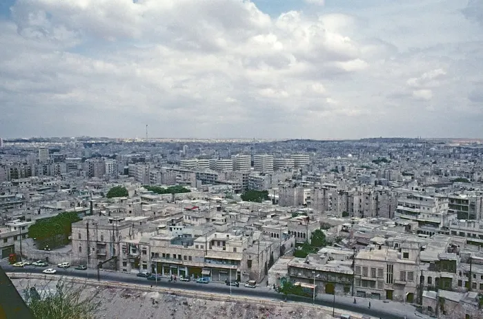 Framed Print : View of the city from the citadel, Aleppo, Syria, May 1987, vintage, retro, old, historical, Asia Framed Print : View of the city from the citadel, Aleppo, Syria, May 1987, vintage, retro, old, historical, Asia