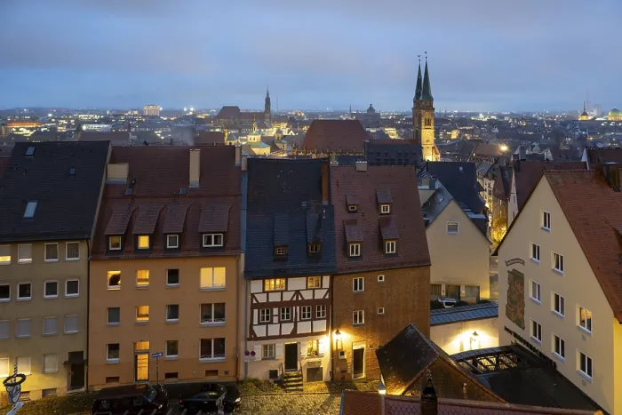 Framed Print : View of the city from the Imperial Castle with St Seebald's Church and St Lorenz Framed Print : View of the city from the Imperial Castle with St Seebald's Church and St Lorenz