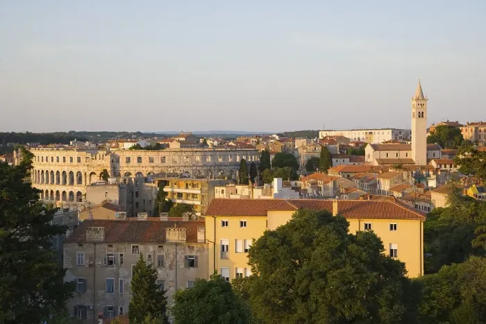 Framed Print : View on the city with Roman Arena from Pula Castle