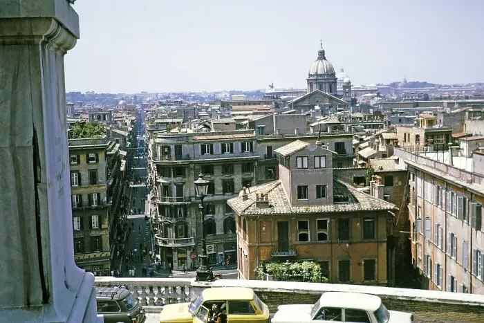 Framed Print : View over the city from the Spanish Steps, Rome, Italy, 1974, Europe